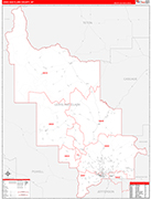 Lewis and Clark County Wall Map Red Line Style